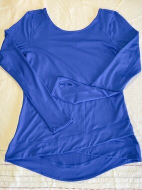 Zella Royal Blue Scoop-Neck Long Sleeve Top Size Small
